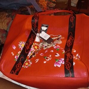 Ed Hardy Bright  Tote with Floral Design